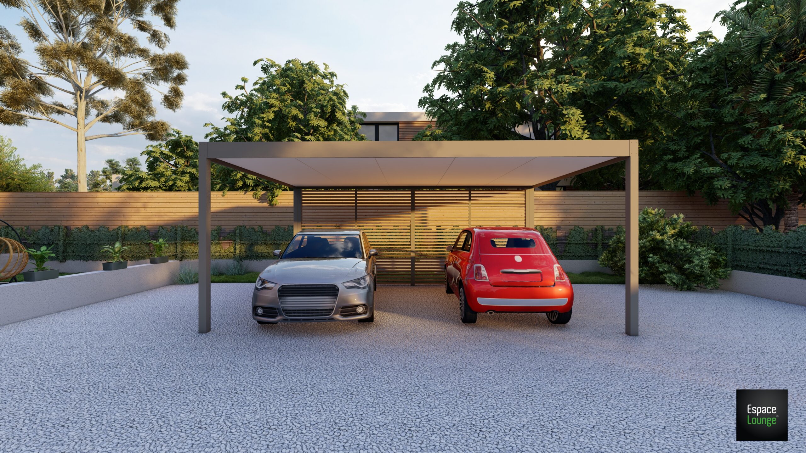 Carport design double sur mesure - Aluminium anodisé